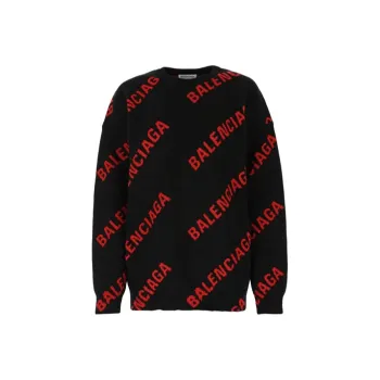 Balenciaga Allover Logo Crewneck 'Black/Red'