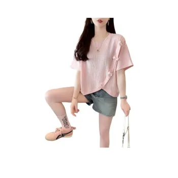 Flowers In Water Drop Shoulder Sleeve T Shirt Women's