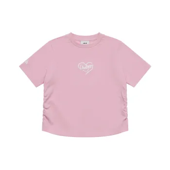 MLB Los Angeles Dodgers Heart SS25 T Shirt Women's Heather Gray Pink
