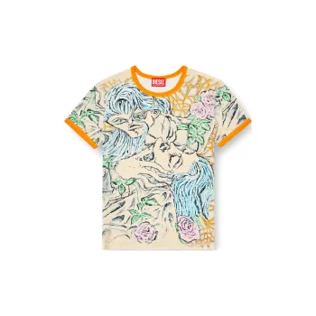 DIESEL T Uncutie Long Q2 Tattoo Printed T Shirt