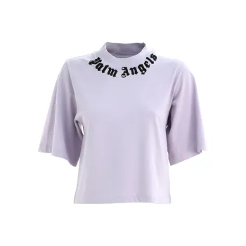 PALM ANGELS Logo Printed Cropped T Shirt