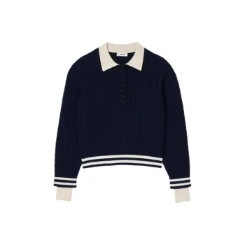 Sandro Stripe trim Knitted Polo Top