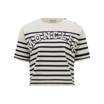 Moncler Striped Logo Knit T Shirt