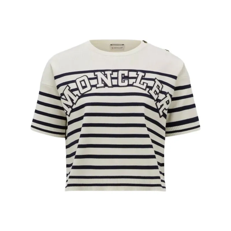 Moncler Striped Logo Knit T Shirt-0