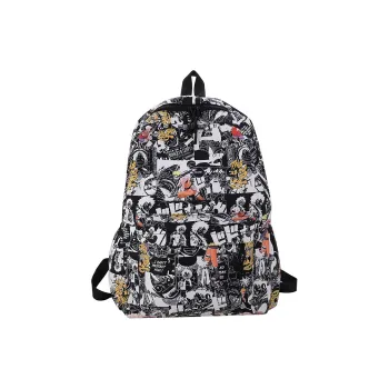 G FAVOR Nylon Backpack Unisex Black White/Blue White