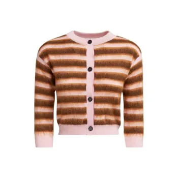 MARNI Striped Crewneck Cropped Cardigan