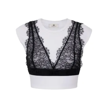 Elisabetta Franchi Lace Bralette T Shirt
