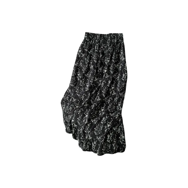 Cypress House Casual Long Skirt Women's Black Floral-1