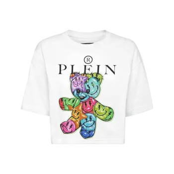 PHILIPP PLEIN Graphic print Cotton Cropped T shirt