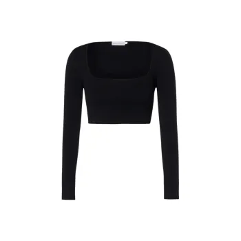 SCANLAN THEODORE Crepe Knit Square Neck Top Crop Tops Women's BLACK/Black