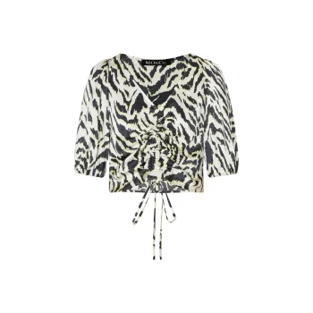 MO&CO Crop Tops Women's Two-Tone Tiger Print