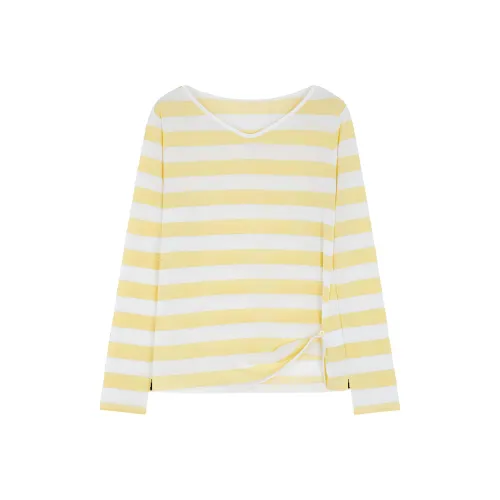 IHIMI T Shirt Women's Yellow Stripes