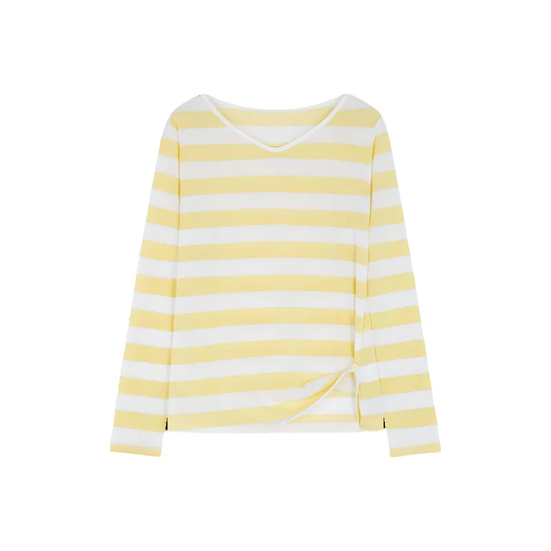 IHIMI T Shirt Women's Yellow Stripes-0