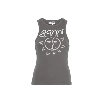 GANNI Sun print Ribbed Tank Top