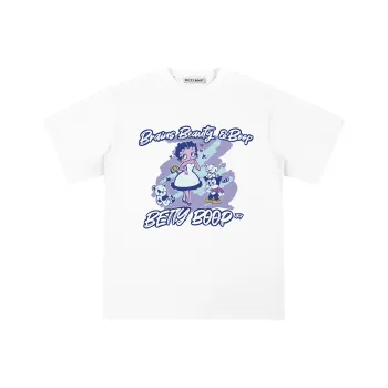 BETTY BOOP Drop Shoulder Sleeve T Shirt Unisex White