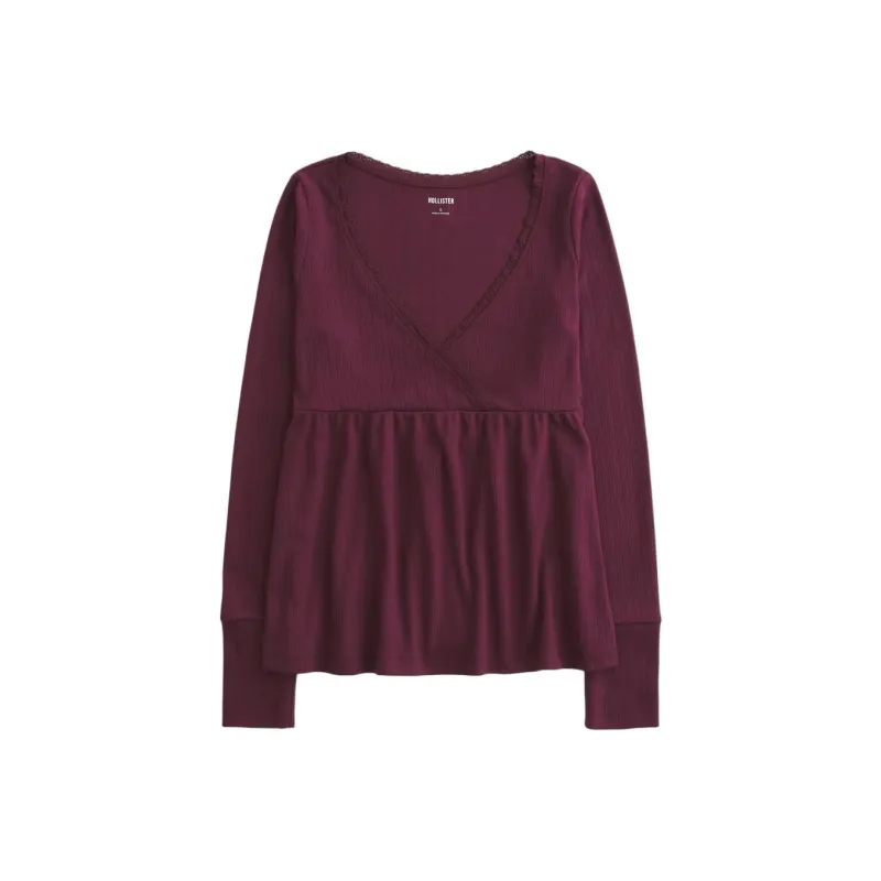 Hollister T-Shirt Women's Burgundy-0