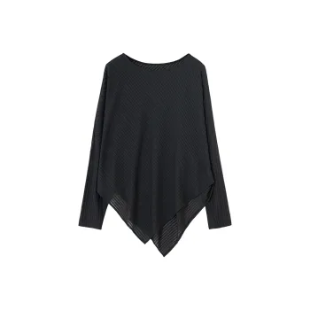 SOON FLOWER Batwing Sleeve T Shirt Women's Mysterious Black