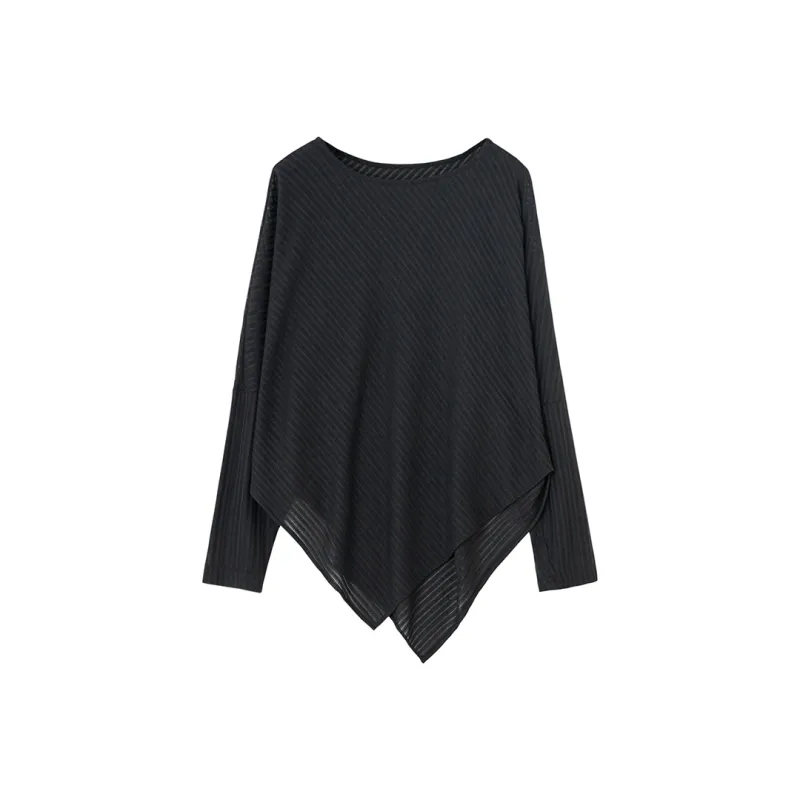 SOON FLOWER Batwing Sleeve T Shirt Women's Mysterious Black-0