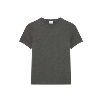 ARITZIA Sunday Best Malva Shortsleeve Sweater Sweater Women's Heather Charcoal/Stone Phoebe Zhennan Charcoal