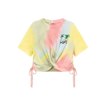 CHUU Crop Tops Women's Yellow Tie-Dye