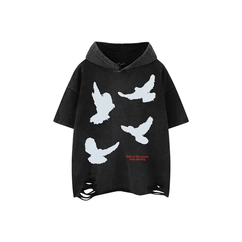 BEAR UNION Drop Shoulder Sleeve T Shirt Unisex Black-0