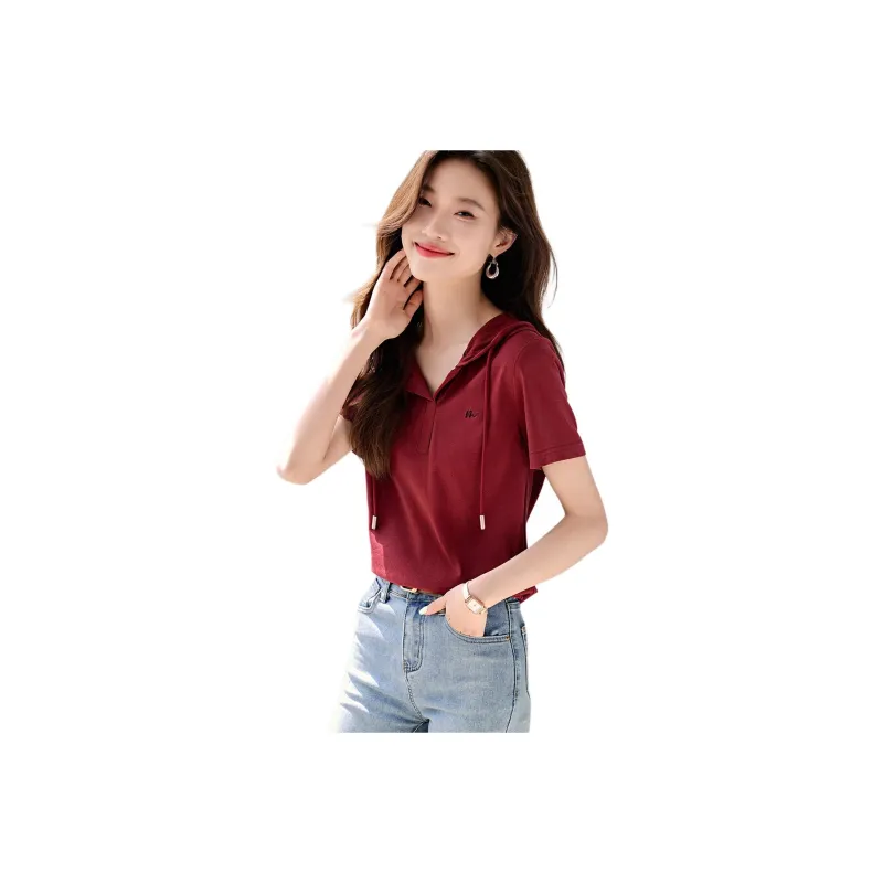 Mo Han Yi Mei T Shirt Women's Burgundy-0