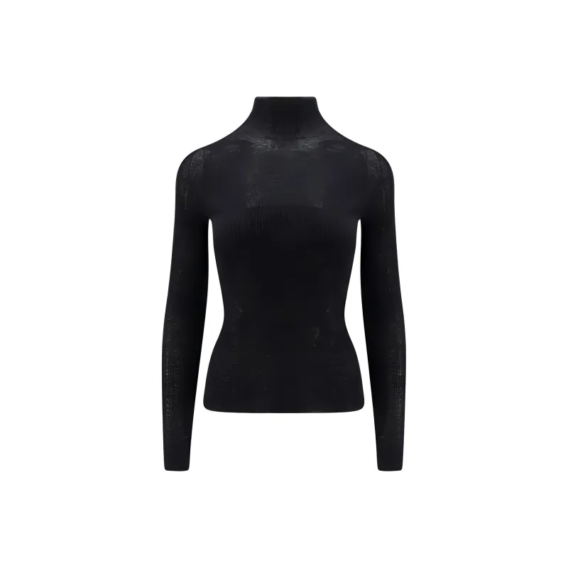 VERSACE Merinos Seamless Ribs Knit Sweater 'Black'-0