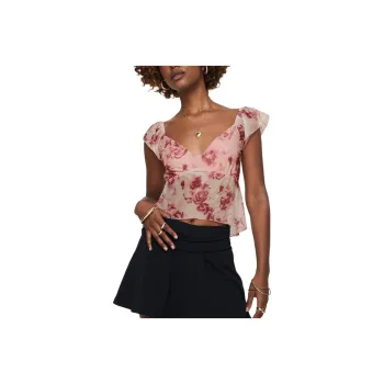 PRINCESS POLLY TIME AFTER TOP Crop Tops Women's Pink Floral