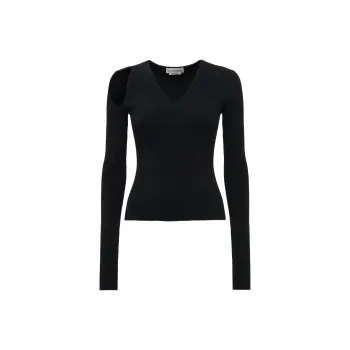 Alexander McQueen Cut Out Detailed V Neck Jumper
