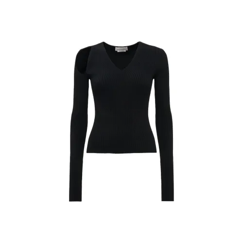 Alexander McQueen Cut Out Detailed V Neck Jumper