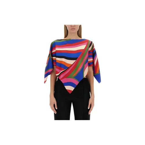 EMILIO PUCCI Iride-print Asymmetric Silk Blouse