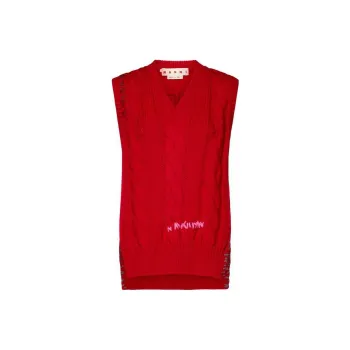 MARNI V Neck Cable Knit Vest