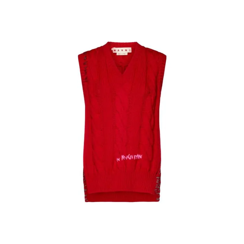 MARNI V Neck Cable Knit Vest-0