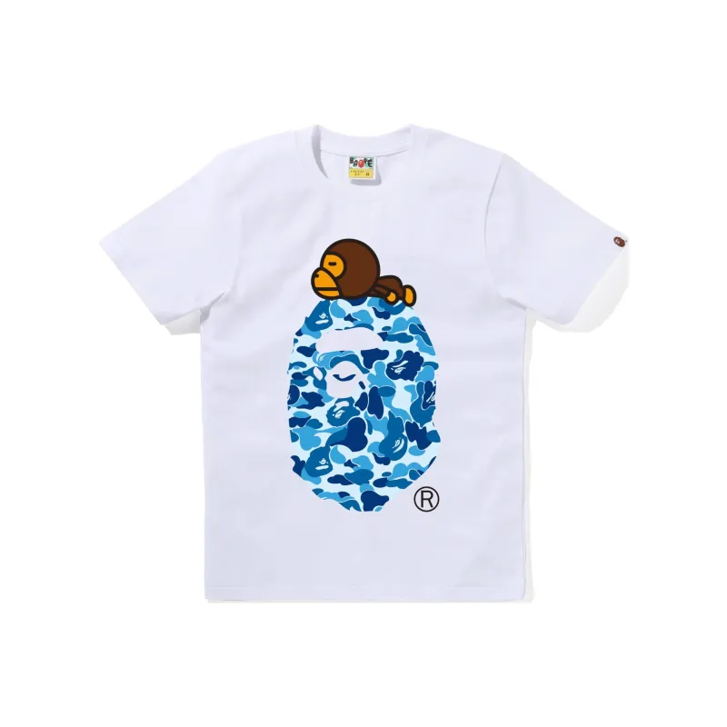 Bape Women's Abc Camo Milo On Big Ape Tee White/Pink-0