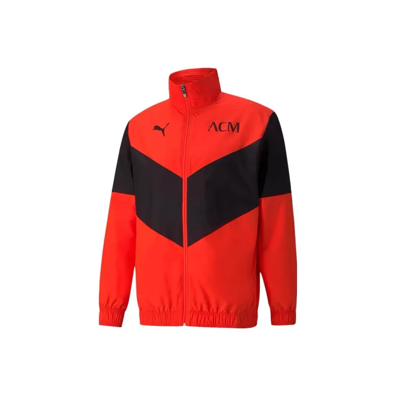 PUMA AC Milan Pre Match Soccer Jerseys 21 22 Season Player Edition AC Beige Blue Men's Red-0