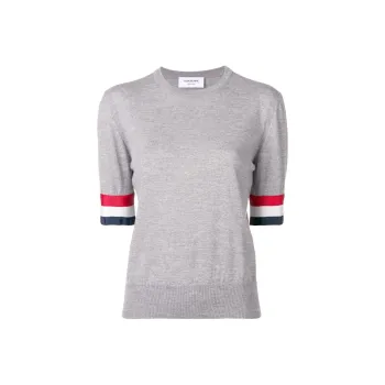 THOM BROWNE Rwb Stripe Crew neck Merino Top