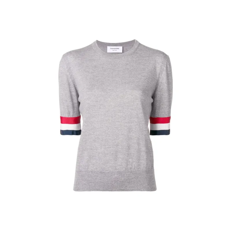 THOM BROWNE Rwb Stripe Crew neck Merino Top-0