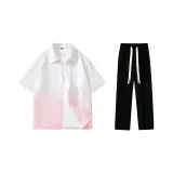 Clothing Sets (White Pink Shirt+Black Casual Pants)