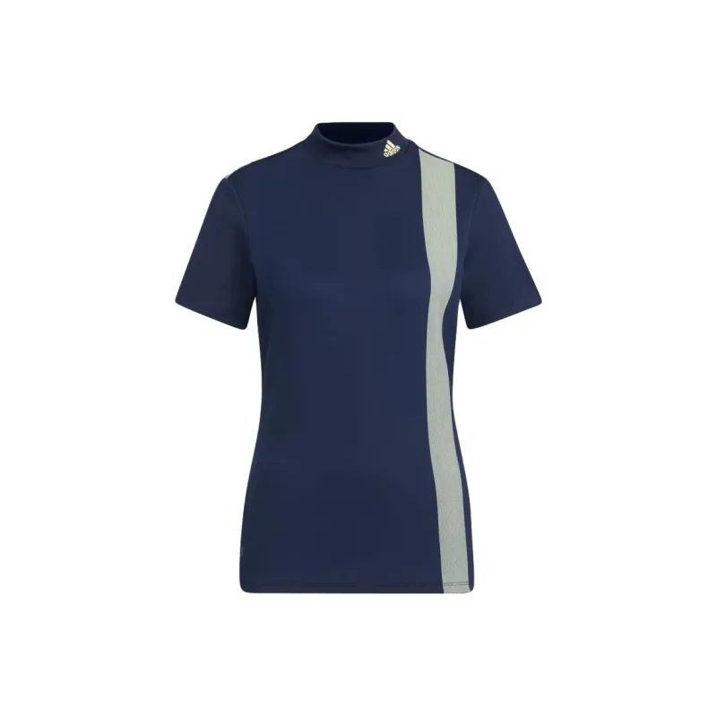 Adidas Aeroready 3-Bar Mock Neck Shirt T-Shirt Women's University Marine-0