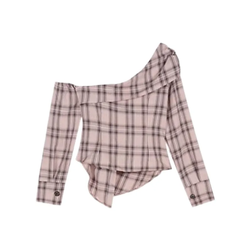 ABBY GODDESS T Shirt Women's Pink Plaid-1