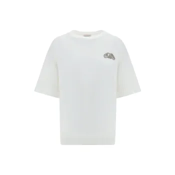 Alexander McQueen Seal Logo Embroidered Crewneck T Shirt