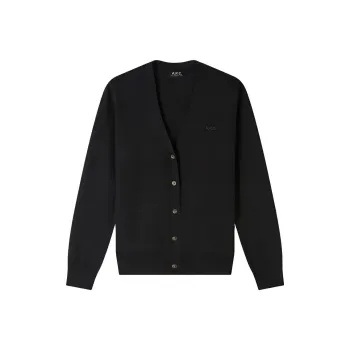 A.P.C Logo Embroidered Knit Cardigan