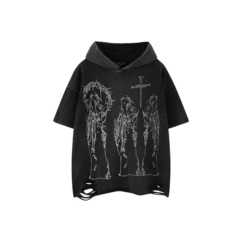 BEAR UNION Drop Shoulder Sleeve T Shirt Unisex Black-0