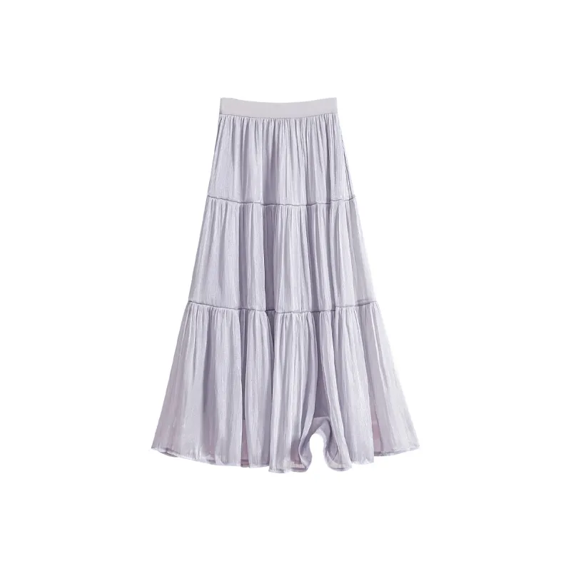 TOUCH Casual Long Skirt Women's Gray Purple-1