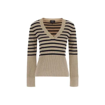A.P.C V-Neck Striped Knit Jumper