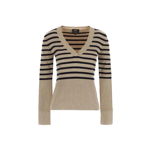 A.P.C V Neck Striped Knit Jumper