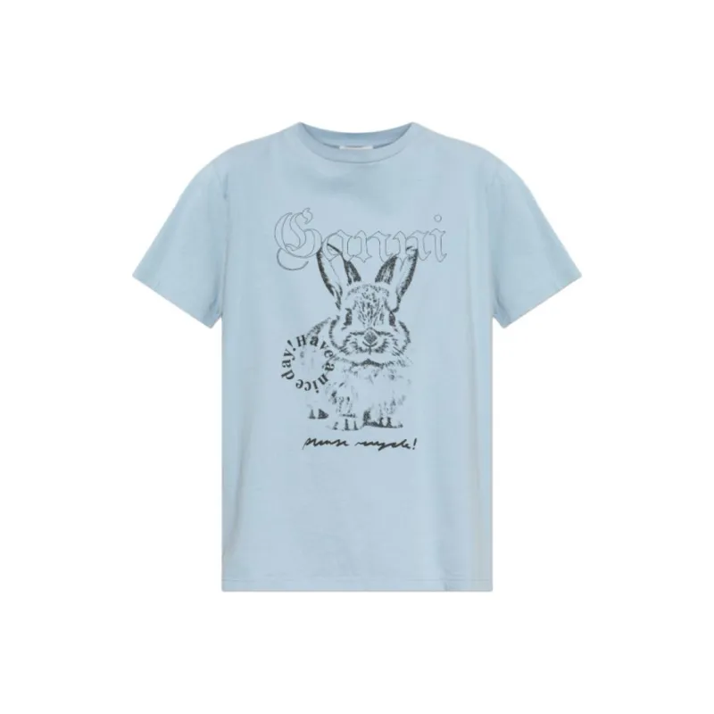 GANNI Graphic Bunny Printed Jersey T Shirt-0