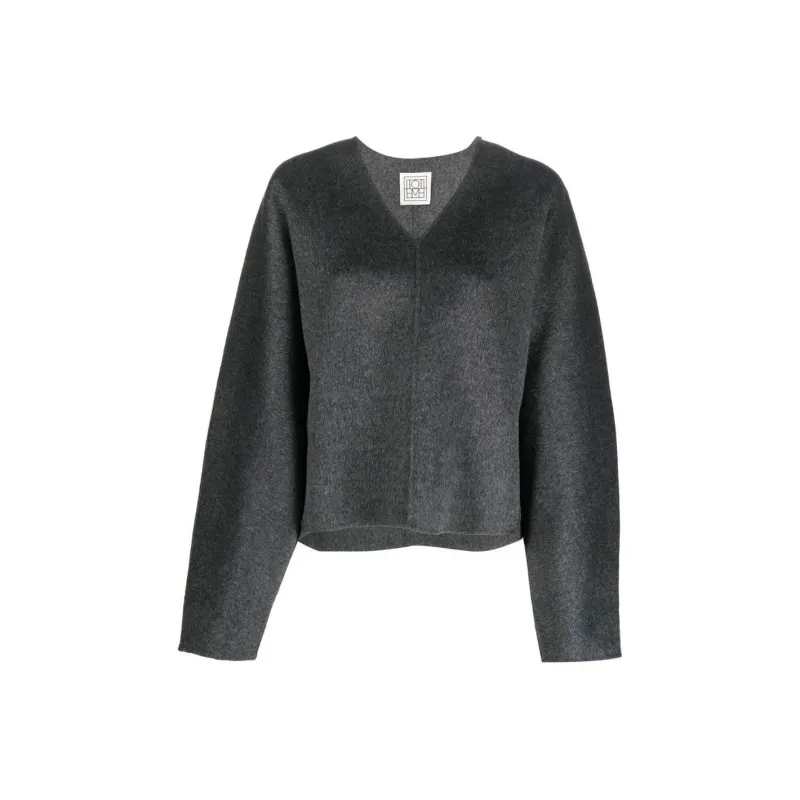 Toteme FW22 V-Neck Fitted Sweater Women's Dark Gray-0
