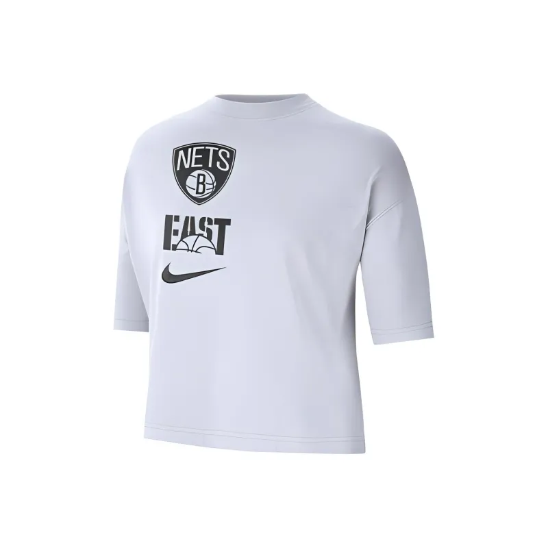 Nike Nba Women's Brooklyn Nets Loose Fit T Shirt White-0