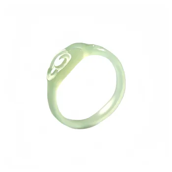 MY WORLD BEGINS AND ENDS WITH YOU Hetian Jade Rings Pale Greenish White Jade Women's